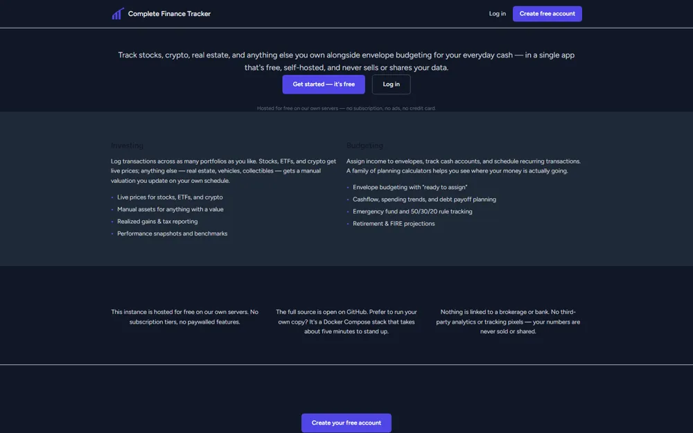 Screenshot of Complete Finance Tracker