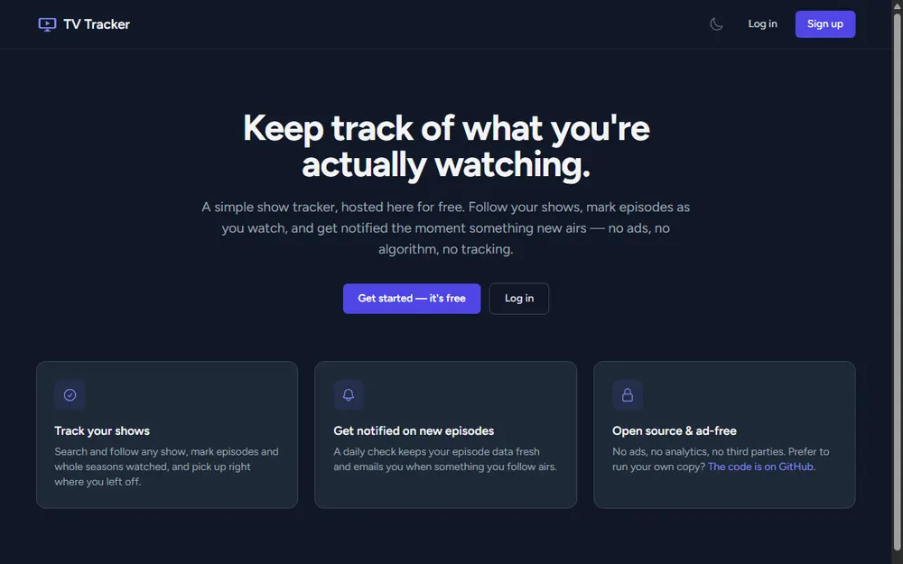 Screenshot of TV Tracker
